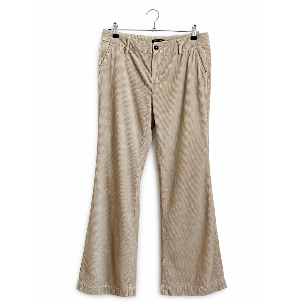 Massimo‎ Dutti Tan Beige Corduroy Boot Cut Flare Soft Pants Size 8 70s Inspired